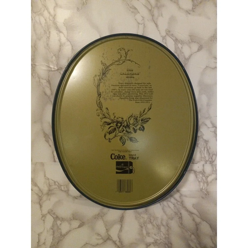 Vintage Coca Cola 1991 Reproduction of 1912 Calendar Girl Tin Tray Hamilton King